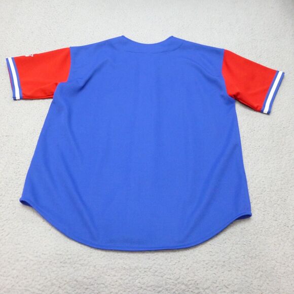 Vintage Chicago Cubs Jersey Mens Medium Starter Button Up Embroidered Blue - Picture 2 of 9